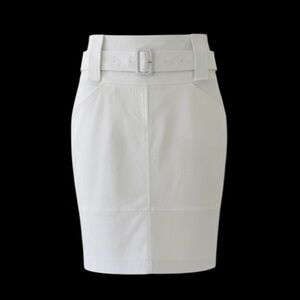 Burberry Natural White High Waisted Belted Pencil Skirt Size 6
